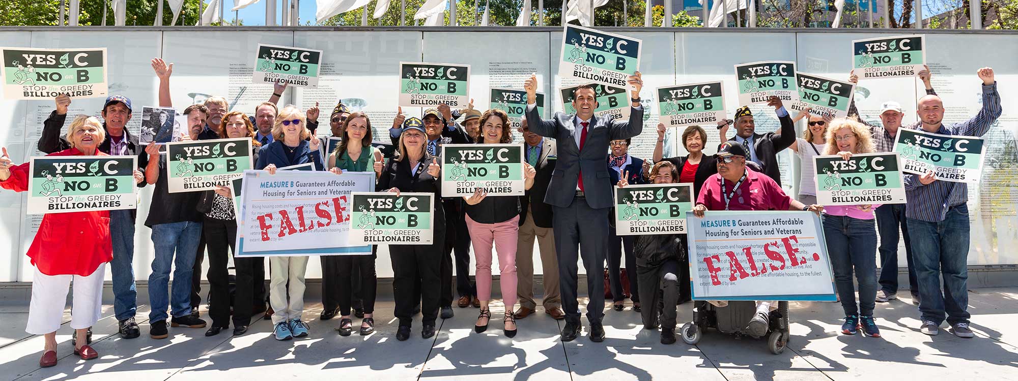 A scene Mayor Sam Liccardo's No On Measure B News Conference.