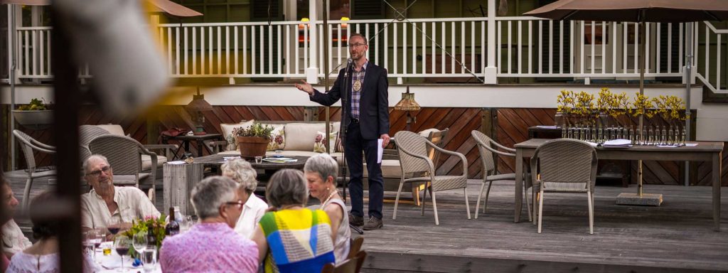 Deputy Director Matt Vander Sluis speaks to the Greenbelt Alliance Sonoma Leadership Council at the Sonoma Dinner